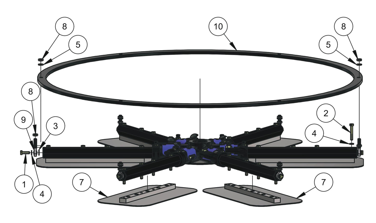 HDX605 (6-Boss) Lower Rotor (Right Hand) Assembly Parts