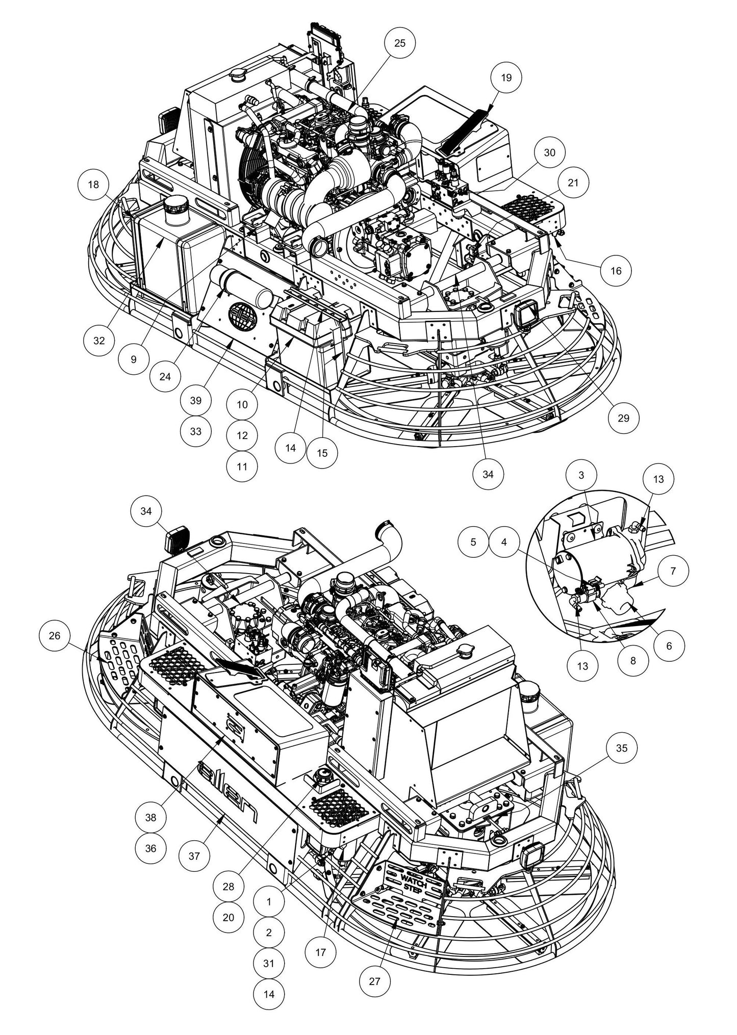 HDX600 (6-Boss) Lower Unit Assembly Parts