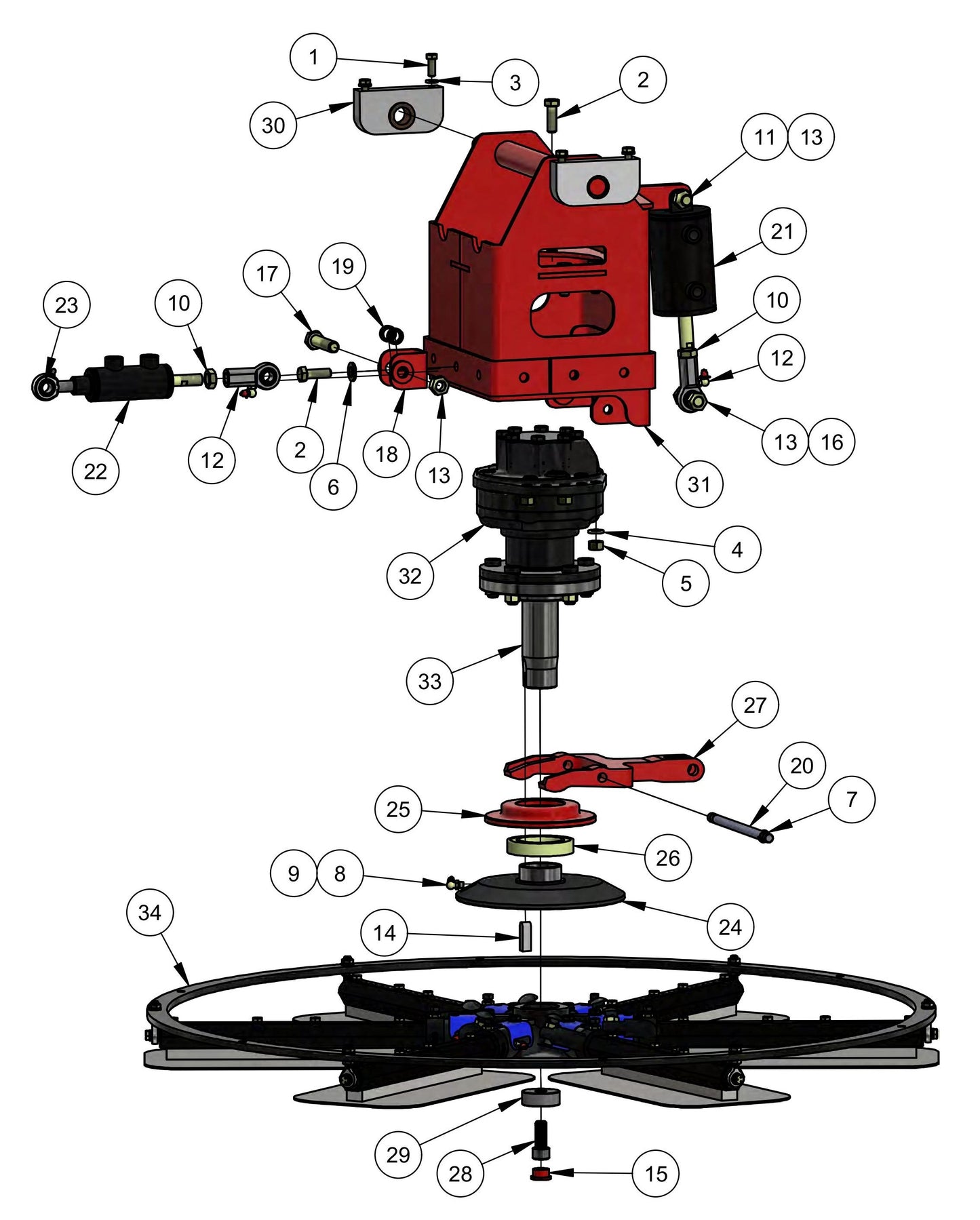 HDX600 (6-Boss) Rotor (Right Hand) Assembly Parts