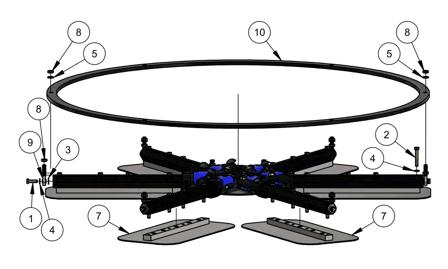 HDX600 (6-Boss) Lower Rotor (Right Hand) Assembly Parts
