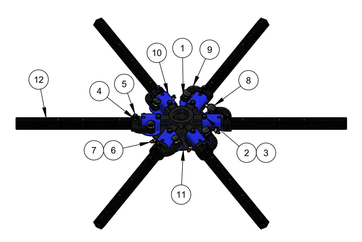 HDX600 (6-Boss) Spider (Left Hand) Assembly Parts