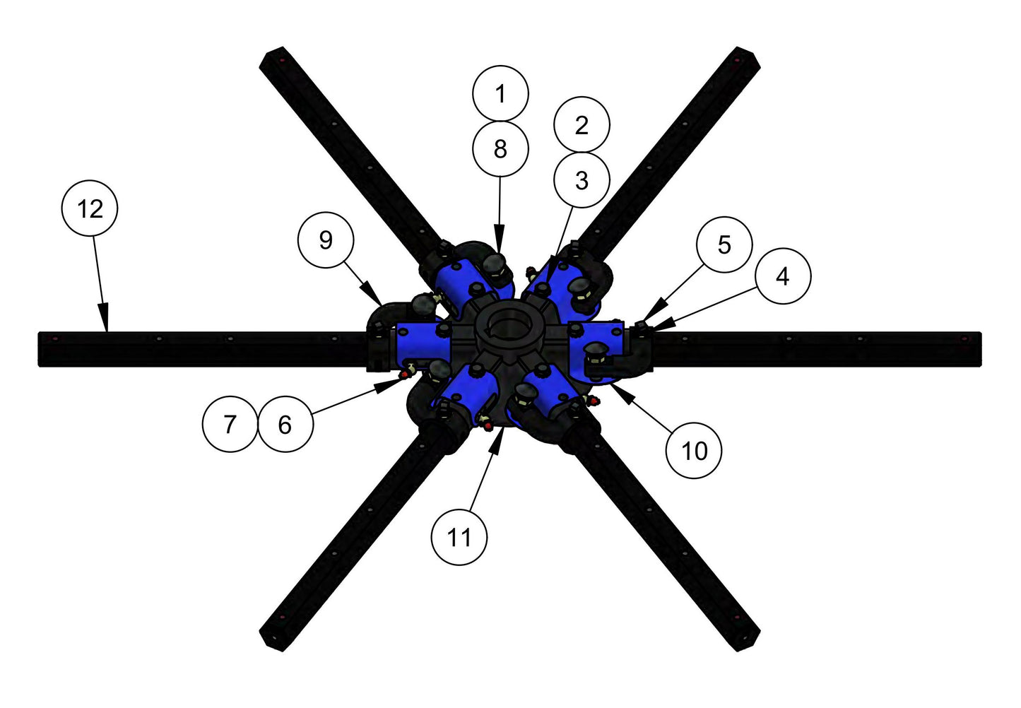HDX600 (6-Boss) Spider (Right Hand) Assembly Parts