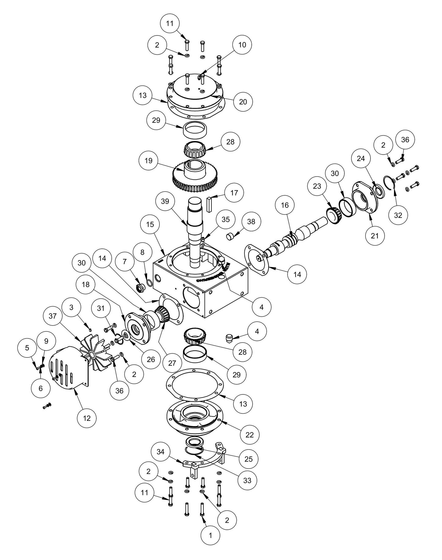 MSP445 Left Hand Gearbox Assembly Parts