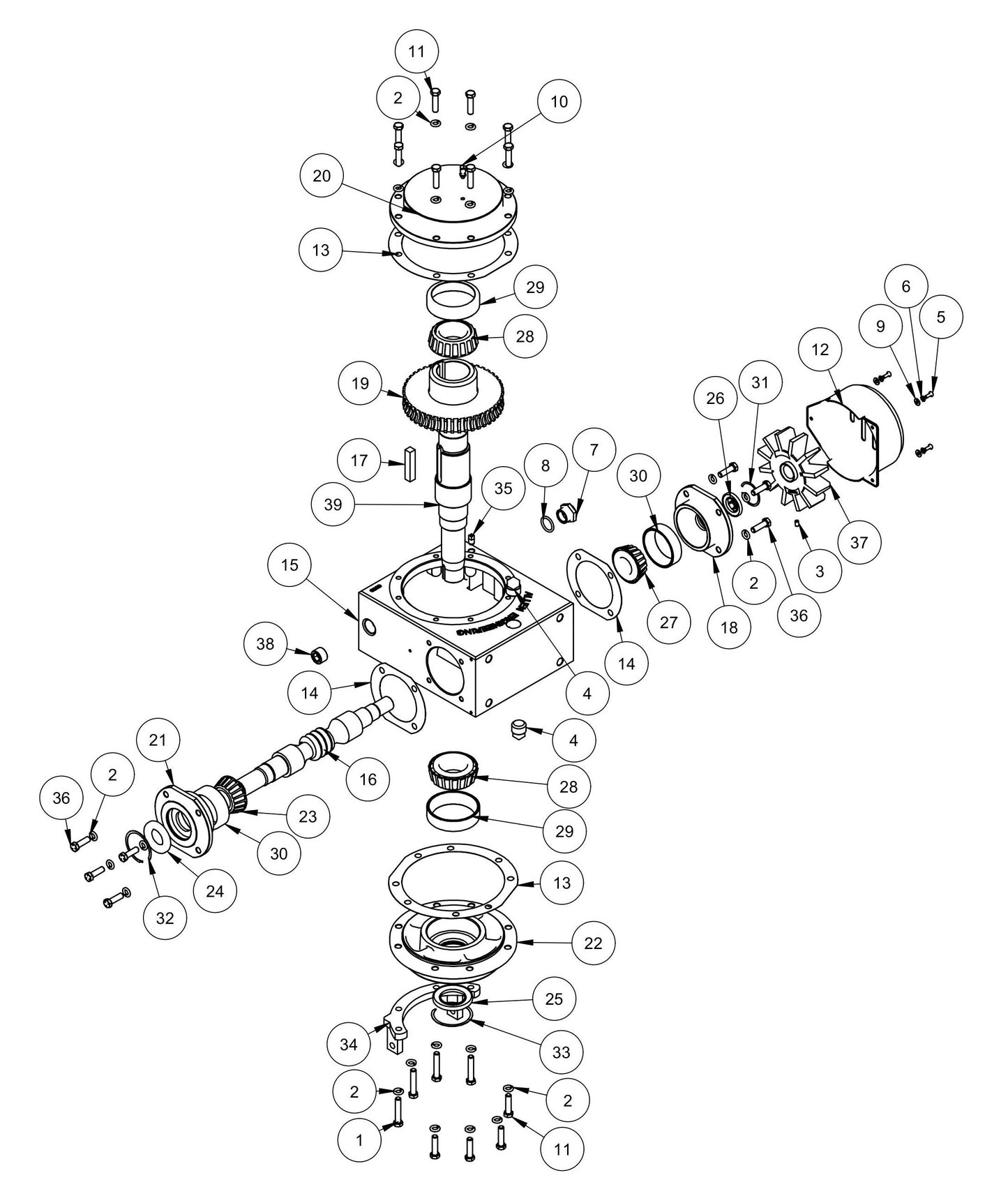 MSP445 Right Hand Gearbox Assembly Parts