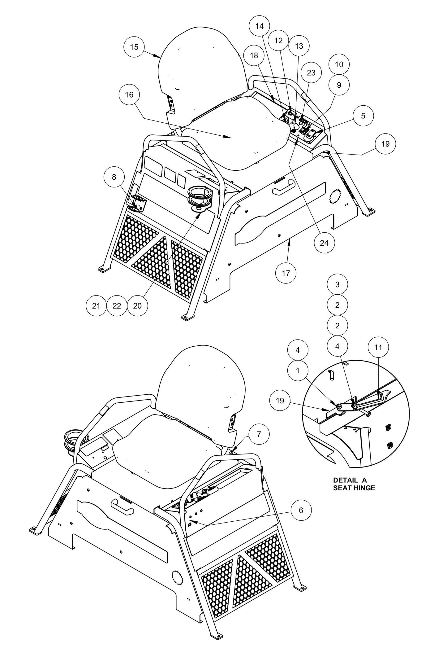 MSP445 Seat Frame Assembly w/ Vanguard Engine Assembly Parts