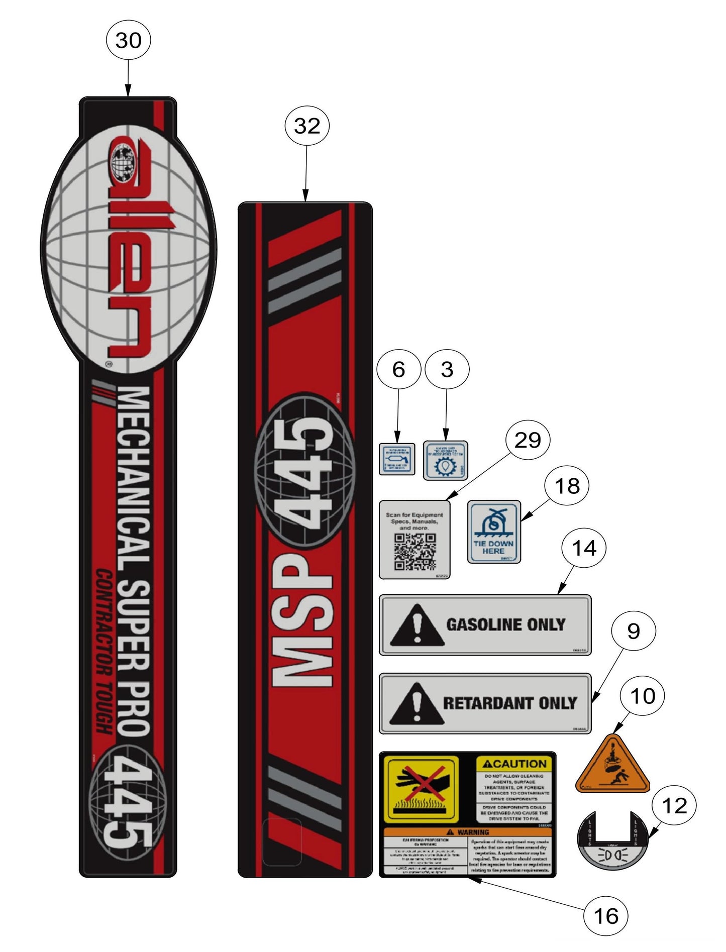 MSP445 Decals Assembly-2 Parts