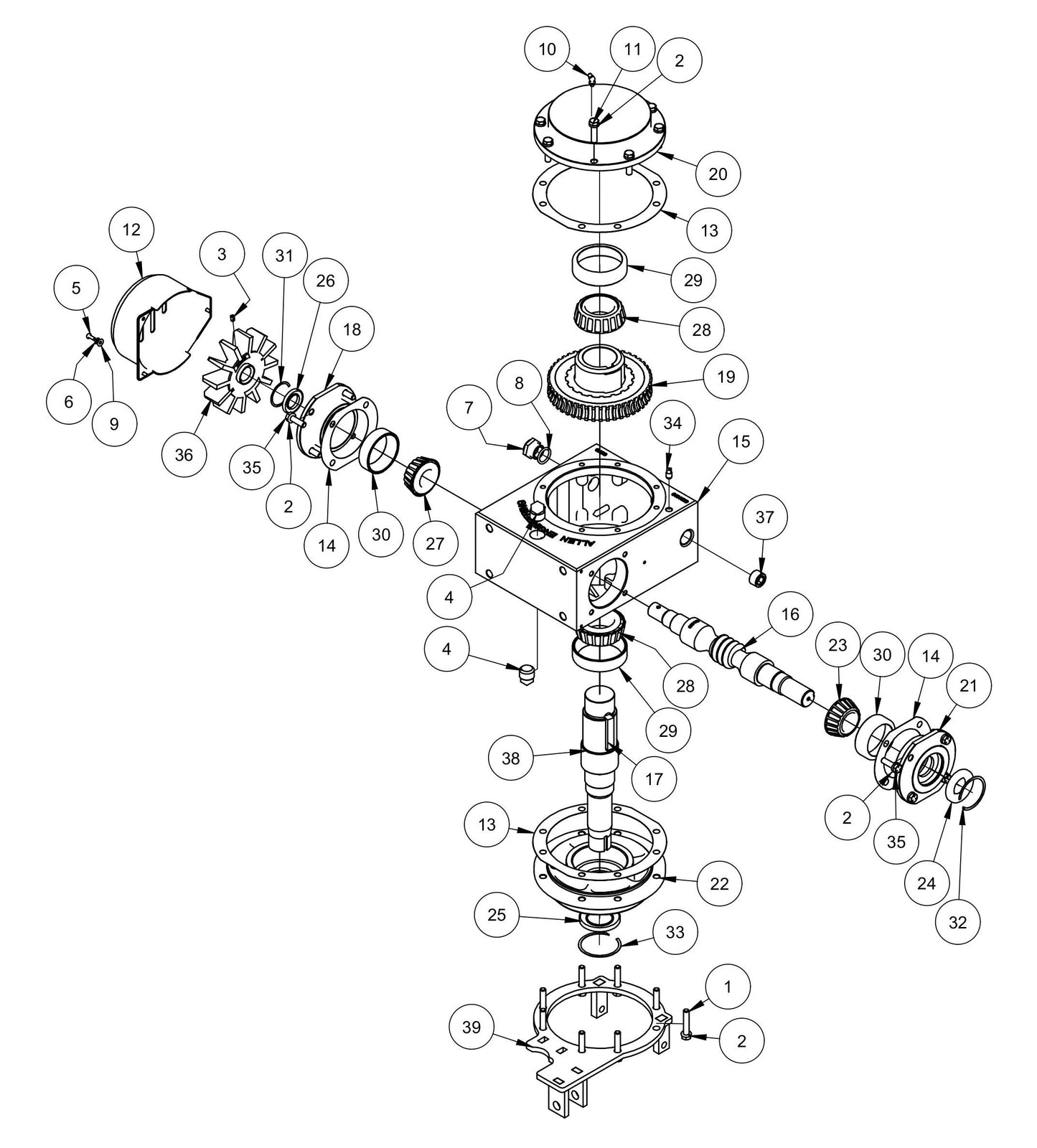 MSP455 Left Hand Gearbox Assembly Parts