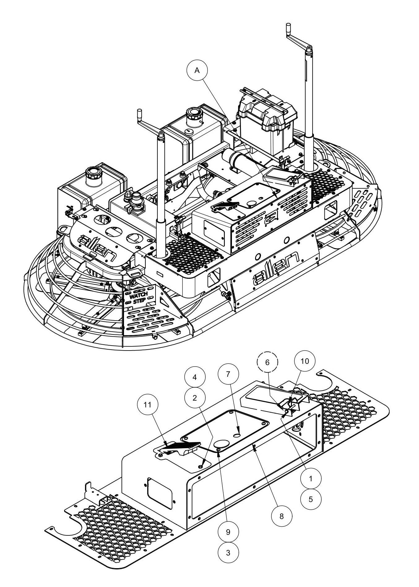 MSP455 Front Deck Assembly w/ Vanguard Engine Assembly Parts