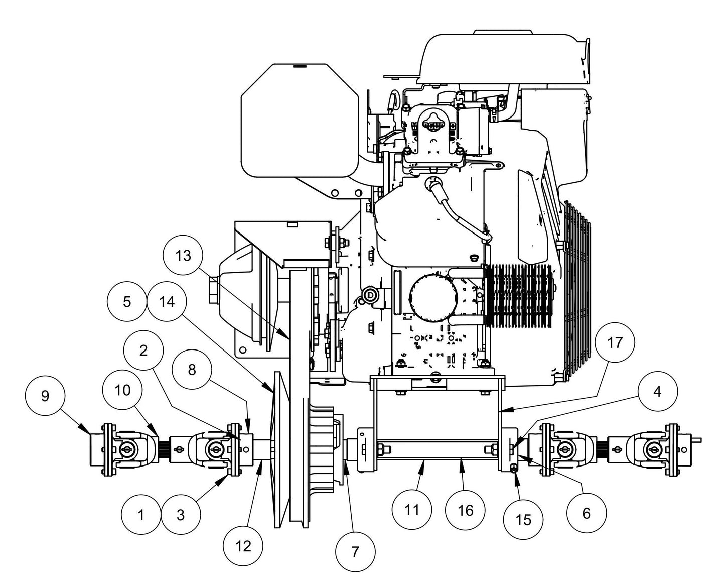 MSP455 Power Unit Drive line Assembly w/ Vanguard Engine Assembly Parts