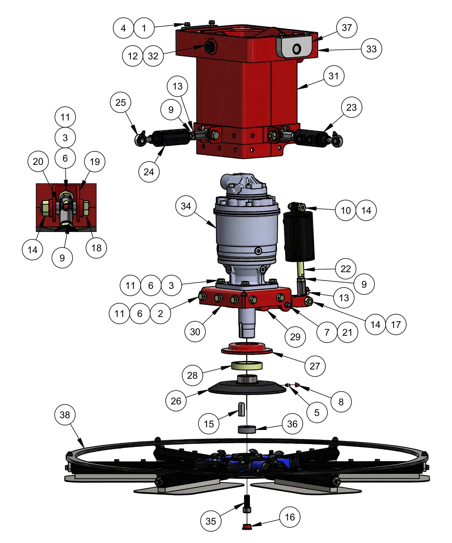 HDX615 Rotor (Left Hand) Assembly Parts
