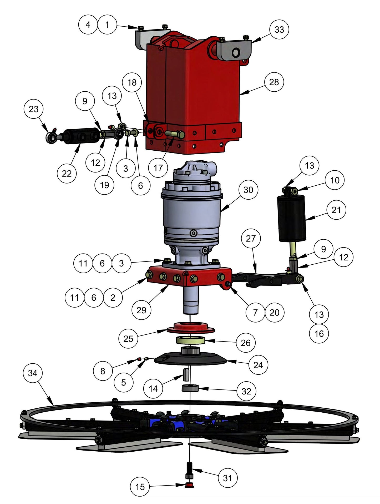 HDX615 Rotor (Right Hand) Assembly Parts