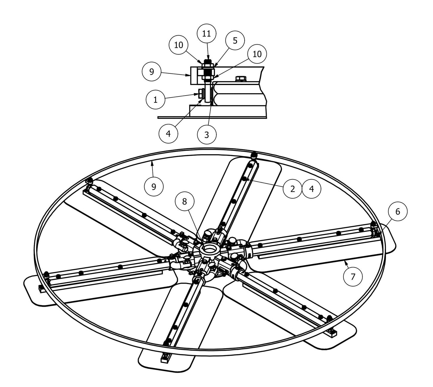 HDX705 Lower Spider (Left Hand) Assembly Parts