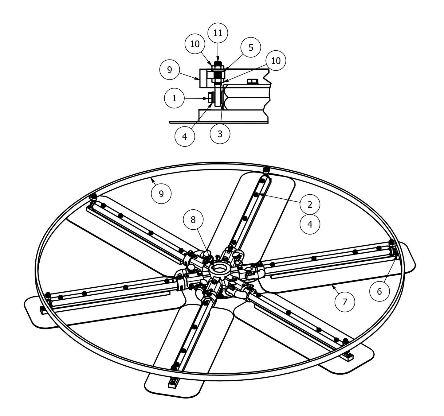 HDX705 Lower Spider (Right Hand) Assembly Parts