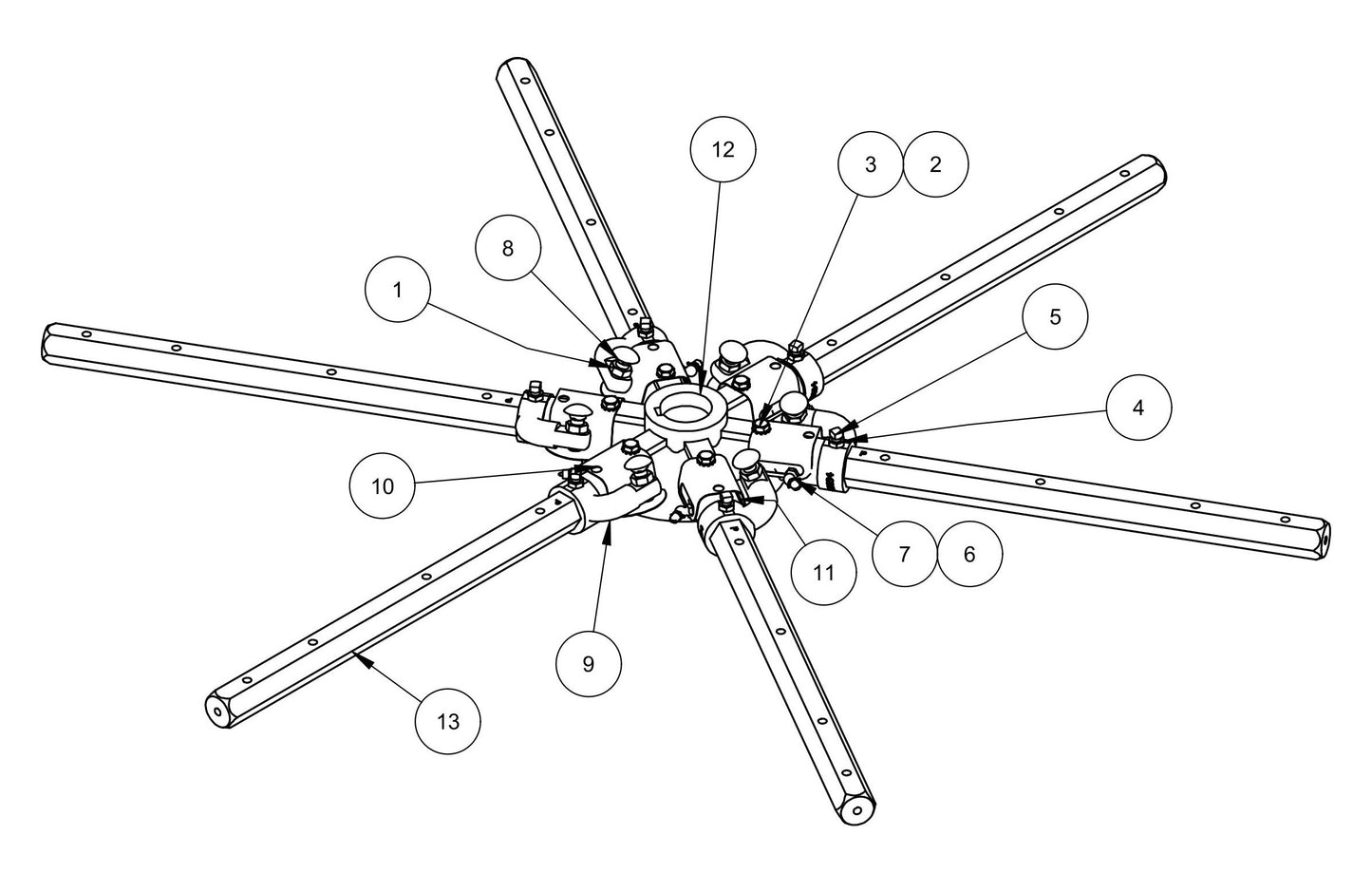 HDX705 Spider (Left Hand) Assembly Parts