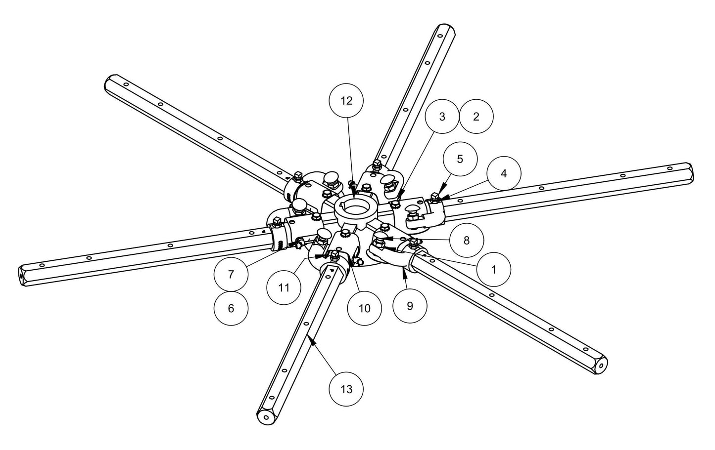 HDX705 Spider (Right Hand) Assembly Parts