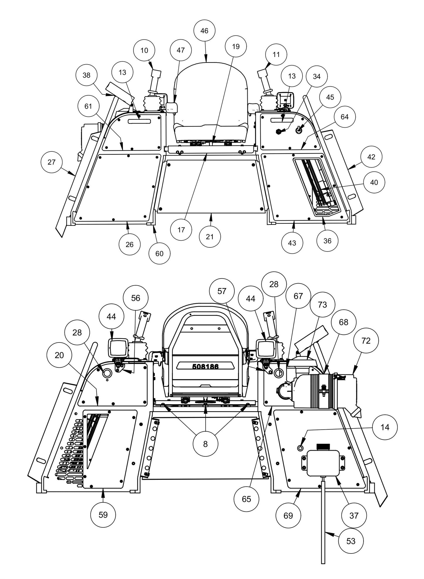HDX705 Seat Frame Assembly-1 Parts