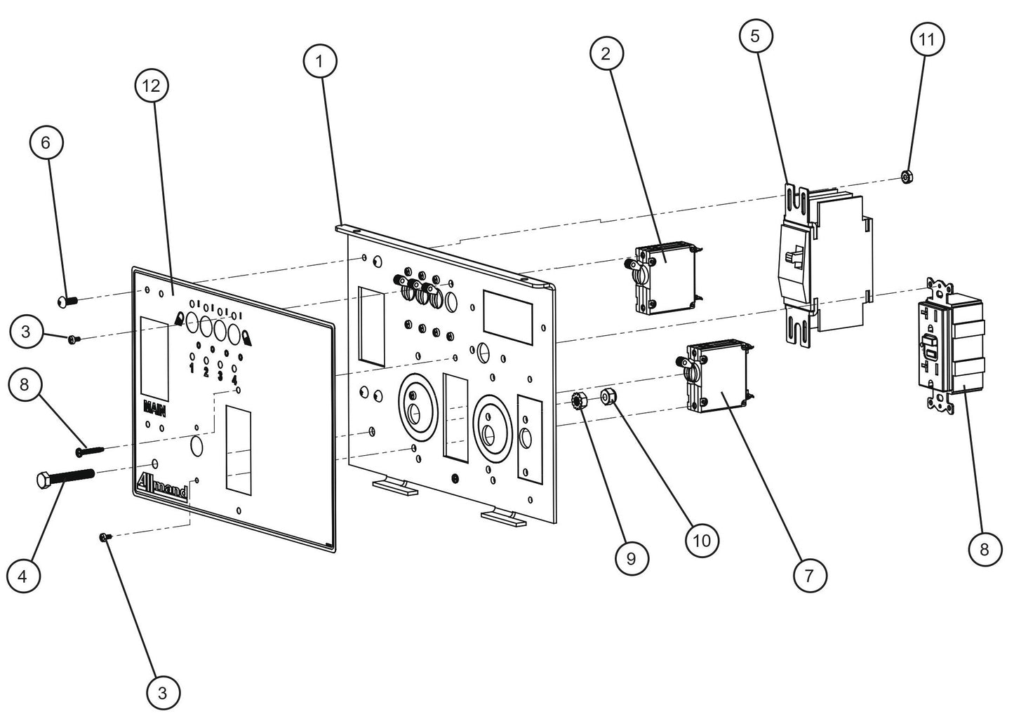 V Series Night-Lite Pro II 1-20AMP GFCI UL489 Outlet Package Parts By Allmand