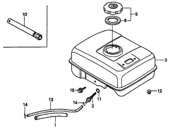 Honda GX160K1QXC9 — Fuel Tank Assembly Parts- MP115E, MP120E, MP1H 1.5 HP 1Ø ELECTRIC MOTOR, 2.0 HP 1Ø ELECTRIC MOTOR, 4.8 HP HONDA GASOLINE ENGINE
