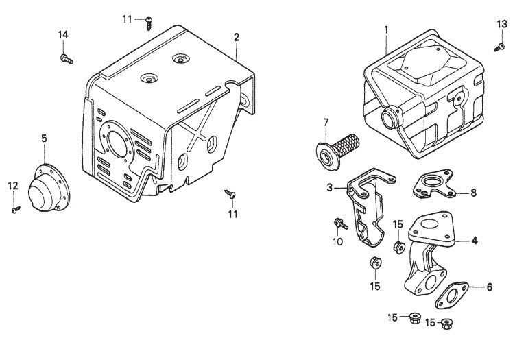 Muffler Assembly Parts- WM120PH, WM120SH Honda GX390K1QA2/GX390U1QA2