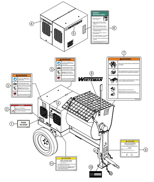 Nameplate and Decals Assembly Parts- WM63H5, WM63H8, WM63E HONDA GX160UT1HX2/GX240UT1HA2 GASOLINE ENGINES