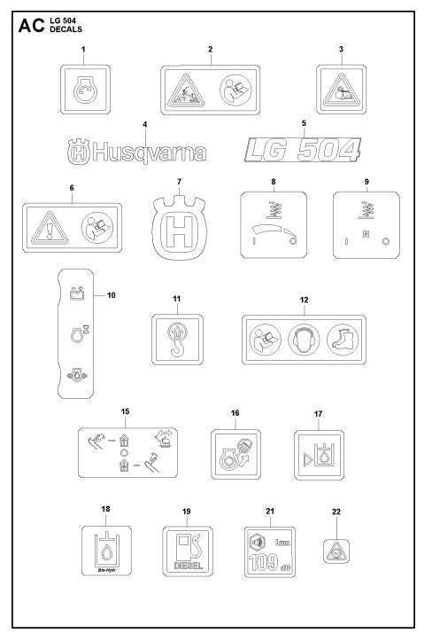 Decals Assembly Parts For LG 504 Reversible Plate Compactor By Husqvarna