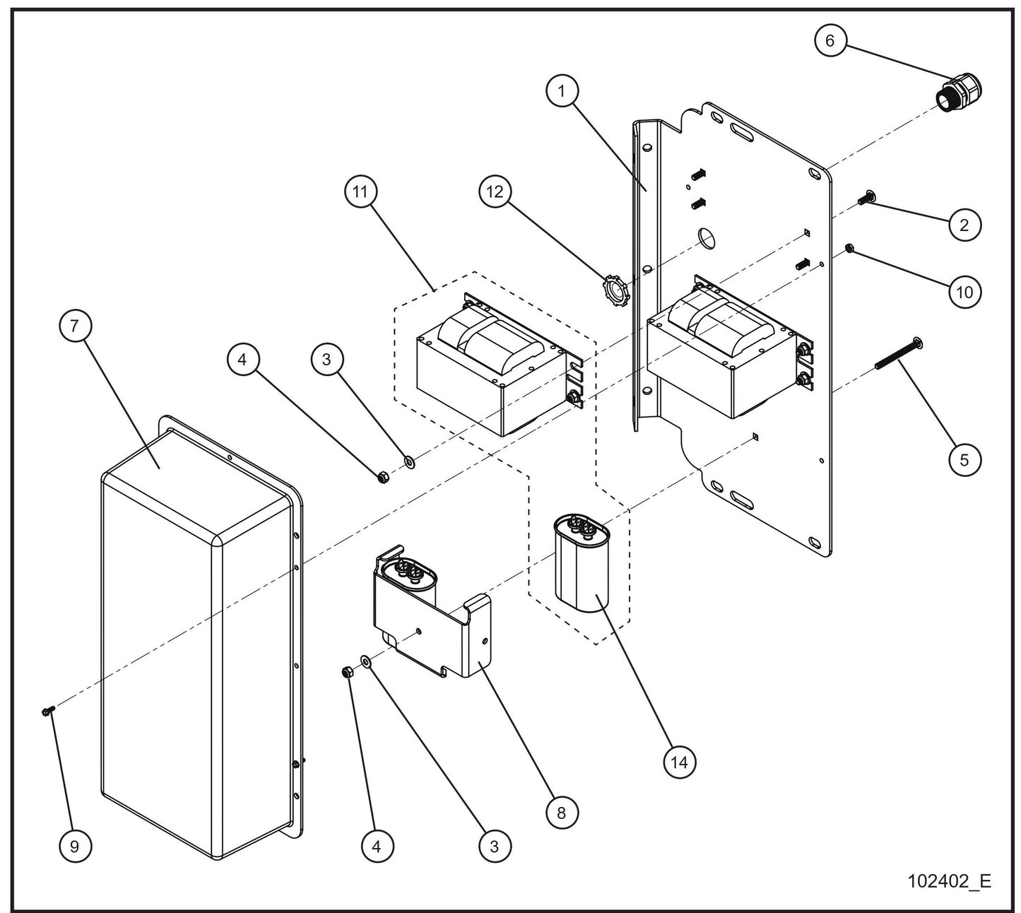 V Series Night-Lite Pro II 1000W 50Hz 120V Ballast Box Assembly Parts By Allmand