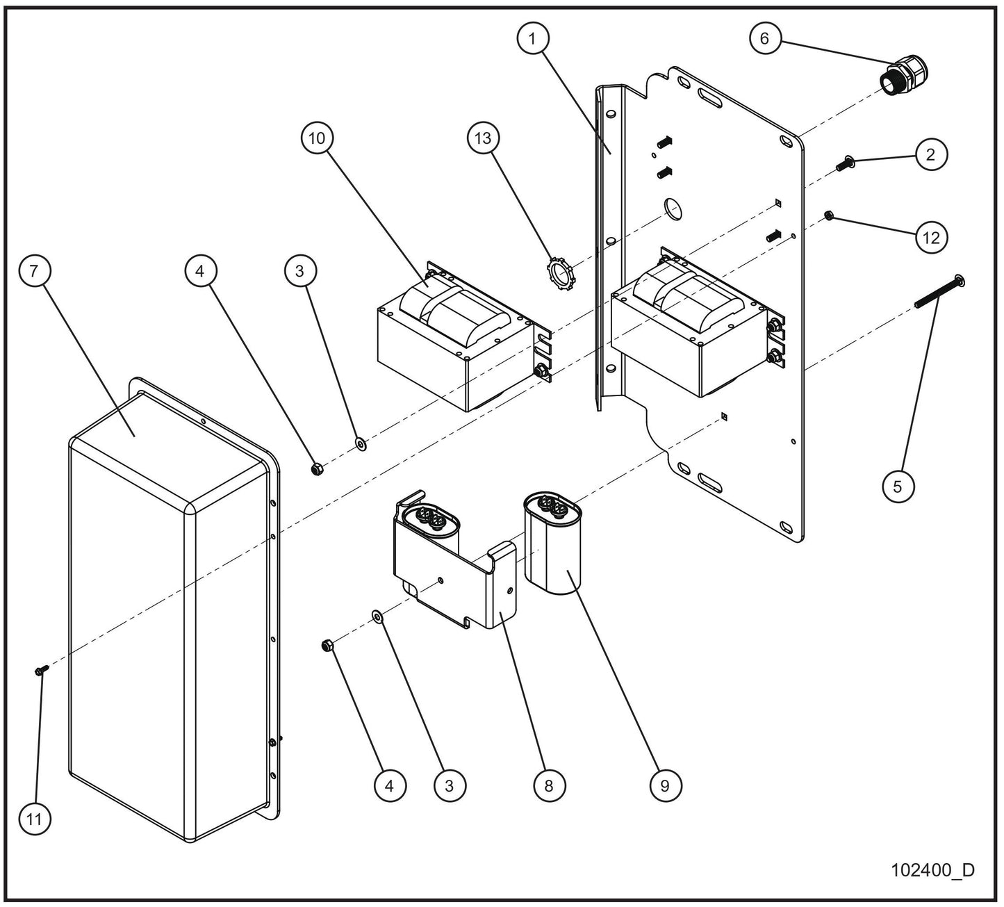 V Series Night-Lite Pro II 1000W 60Hz 120V Ballast Box Assembly Parts By Allmand