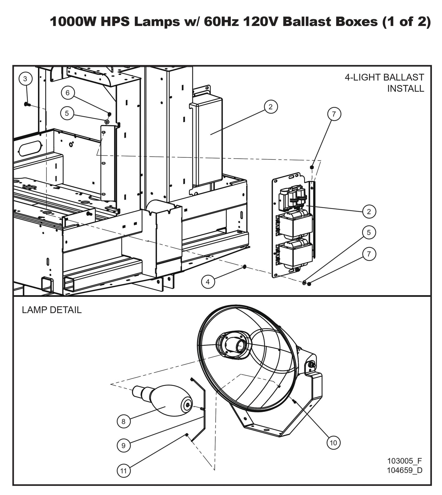 1000W HPS Lamps w/ 60Hz 120V Ballast Boxes 1 Parts By Allmand