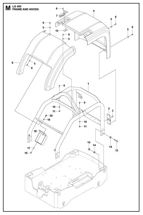 Frame And Hoods Assembly Parts For LG400 By Husqvarna