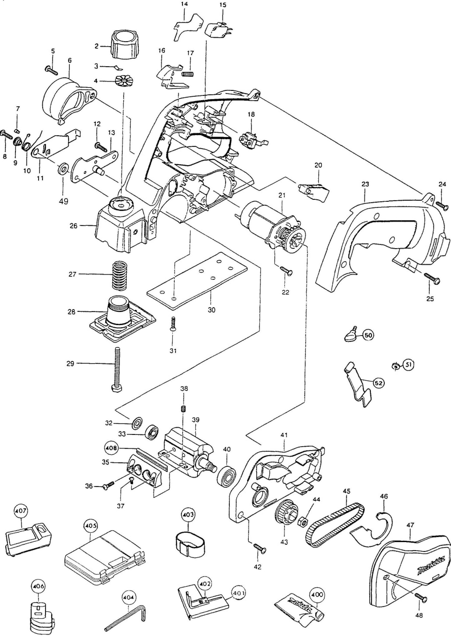 1050D Planer Assembly parts By Makita