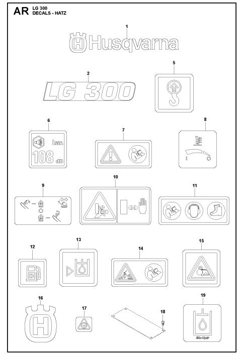 Decals - Hatz Assembly Parts For LG 300 By Husqvarna