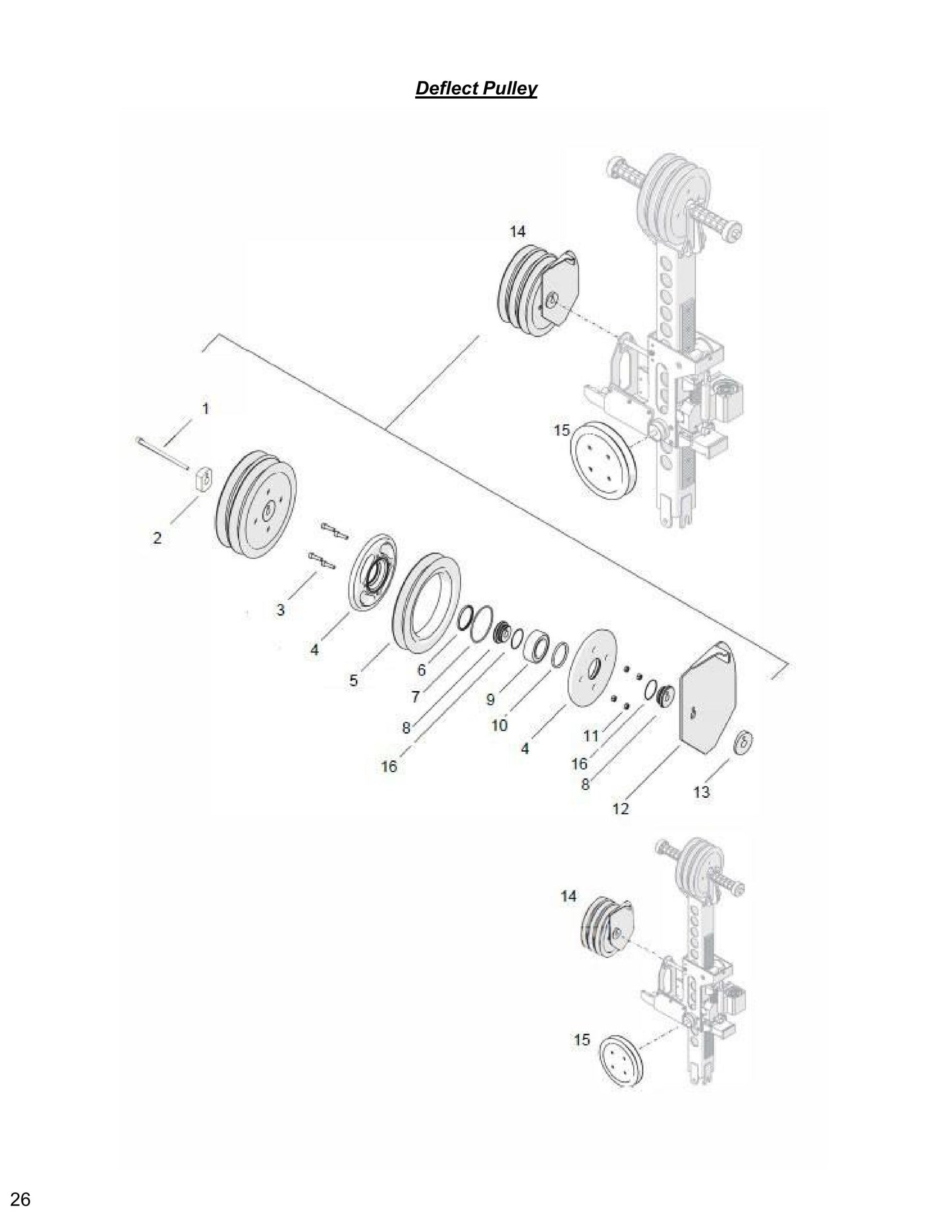 WCU14, WCH17, WCE17 Deflect Pulley Parts