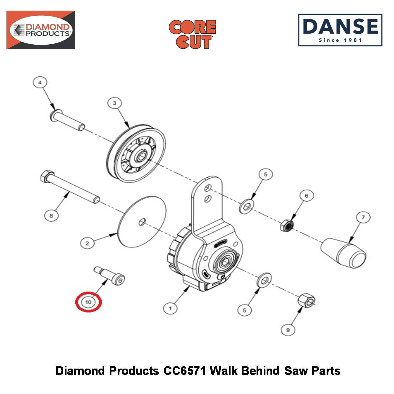 1/2"X1" Shoulder Screw 2900587 Fits Core Cut CC6571 Walk Behind Saw By Diamond Products