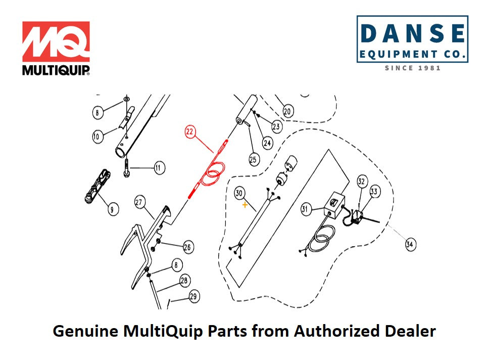 1115, 9175 Cable Standard Handle For J-Series Whiteman Walk-Behind Power Trowels By Multiquip