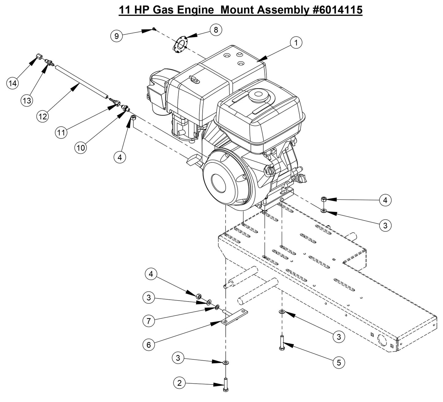 CC800M 11 HP Gas Engine Mount Assembly