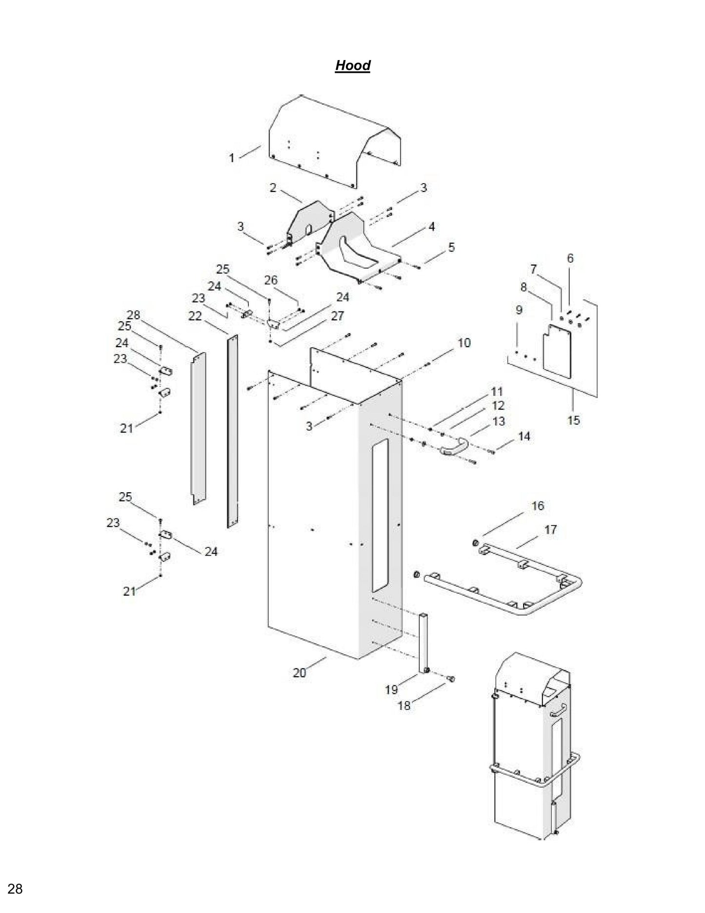 WCU14, WCH17, WCE17 Hood Parts