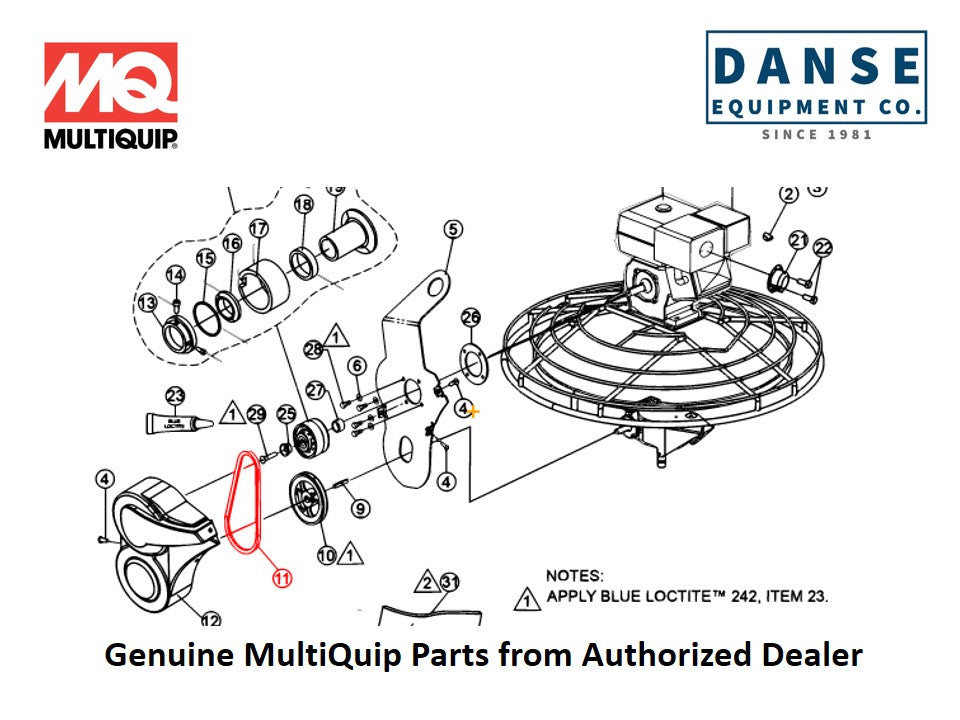 1243 V-Belt A27 For B46 Series Whiteman Walk-Behind Power Trowels By Multiquip