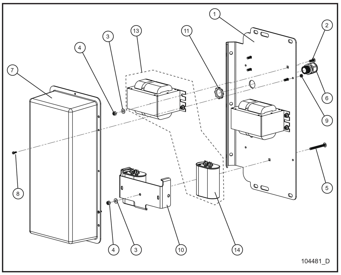 V Series Night-Lite Pro II 1250W 60Hz 120V Ballast Box Assembly Parts By Allmand