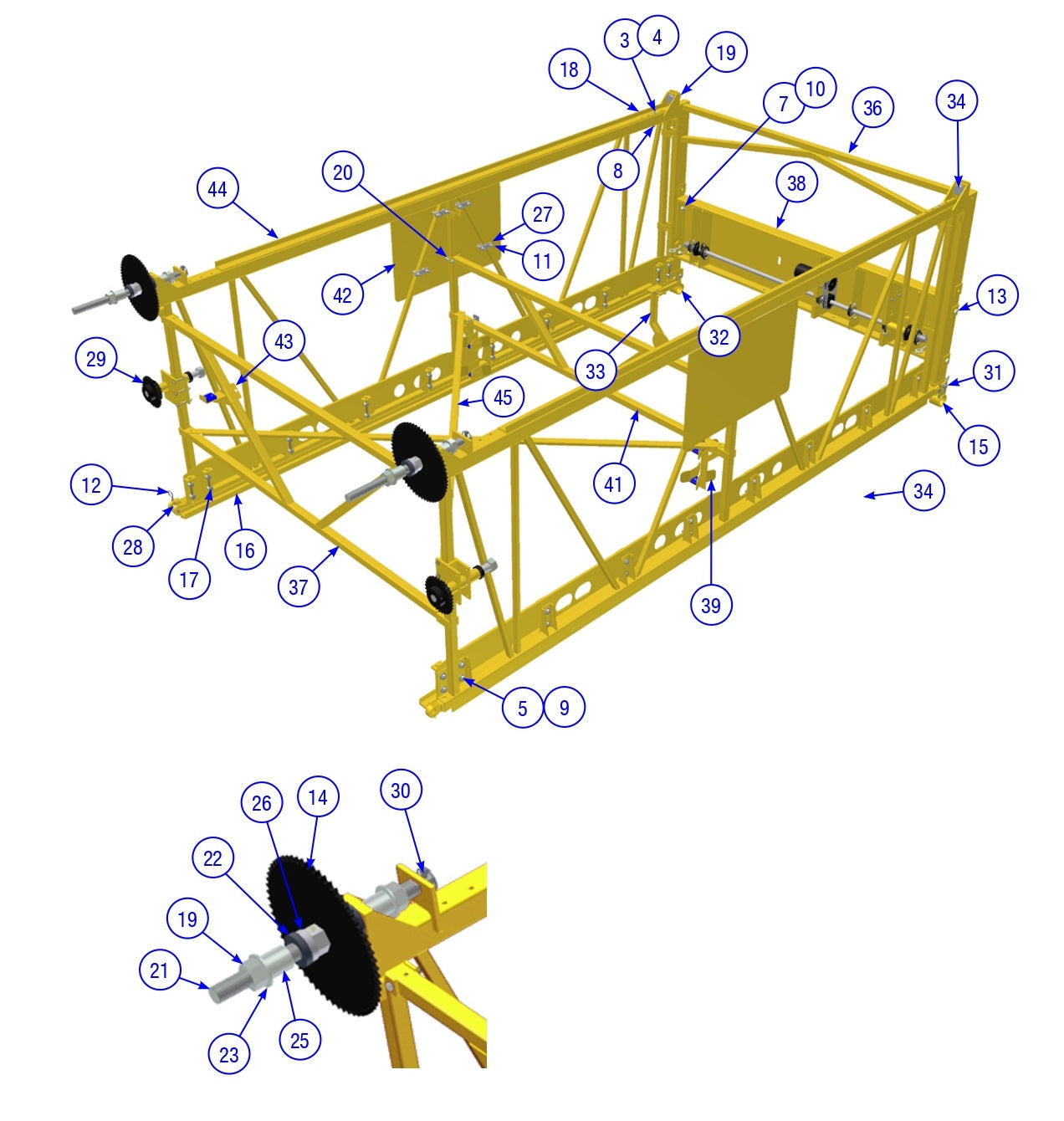 BDF6048B 12’ Drive Frame Assembly Parts by Allen Engineering