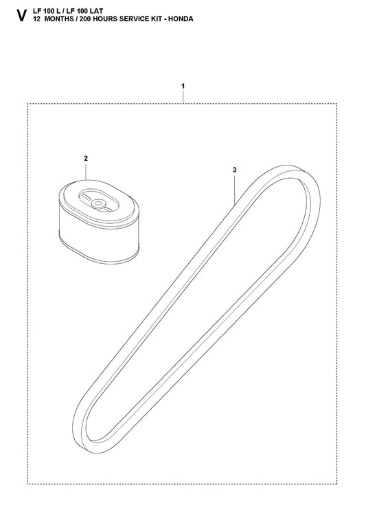 12 Months-200 Hours Service Kit-Honda Parts For LF 100 LAT Petrol By Husqvarna