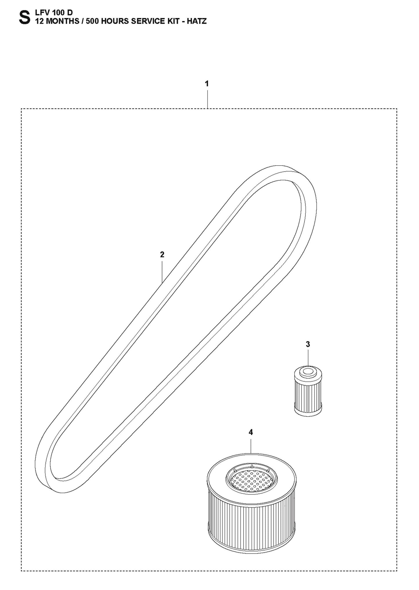 12 Months-500 Hours Service Kit-Hatz Parts For LFV 100 D By Husqvarna