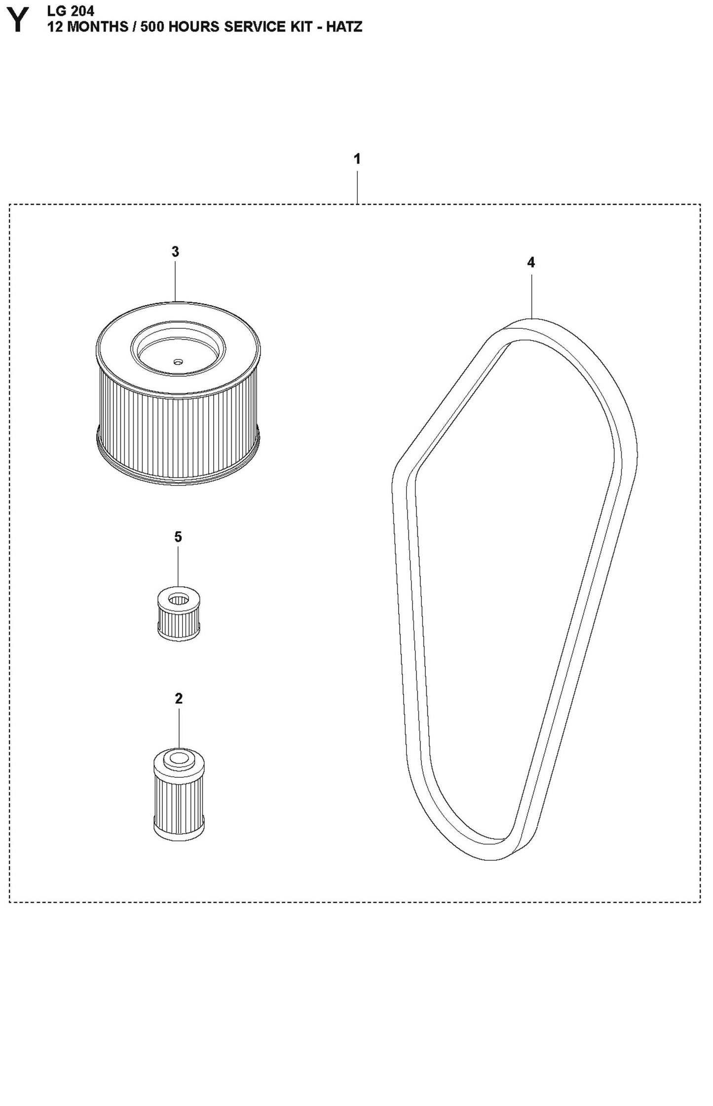 12 Months / 500 Hours Service Kit - Hatz Parts For LG 204 Diesel By Husqvarna