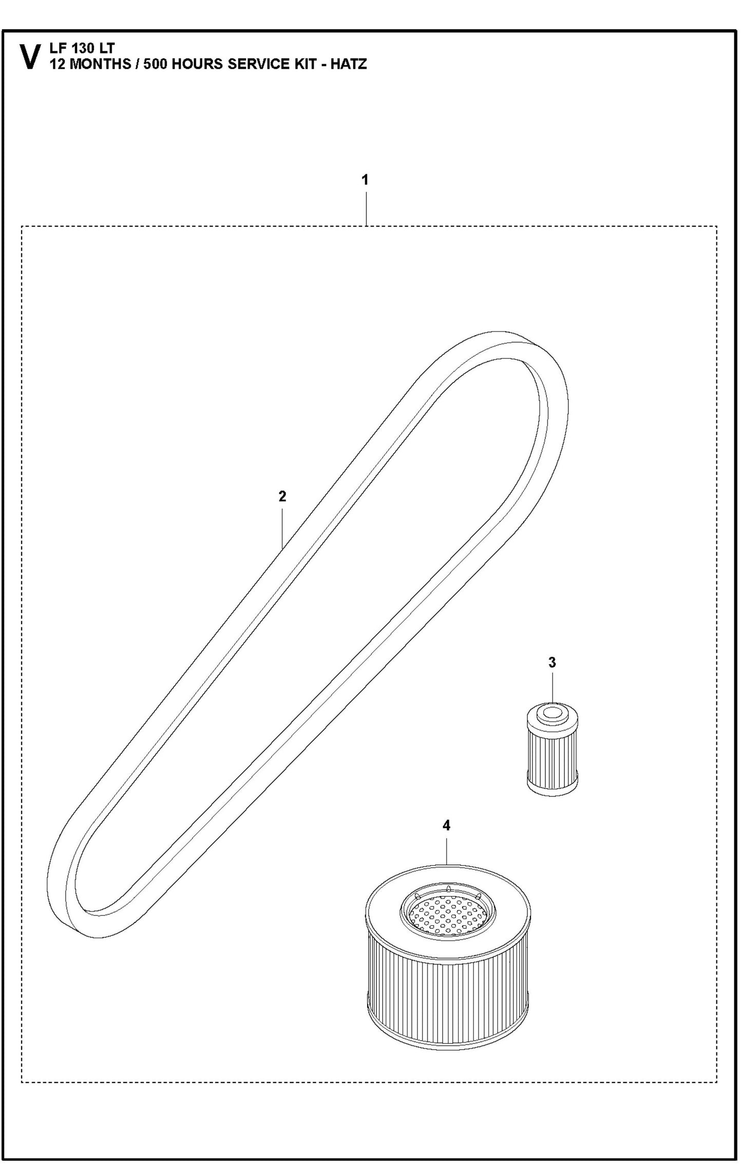 12 Months / 500 Hours Service Kit- Hatz Parts For LF 130 LT Diesel By Husqvarna