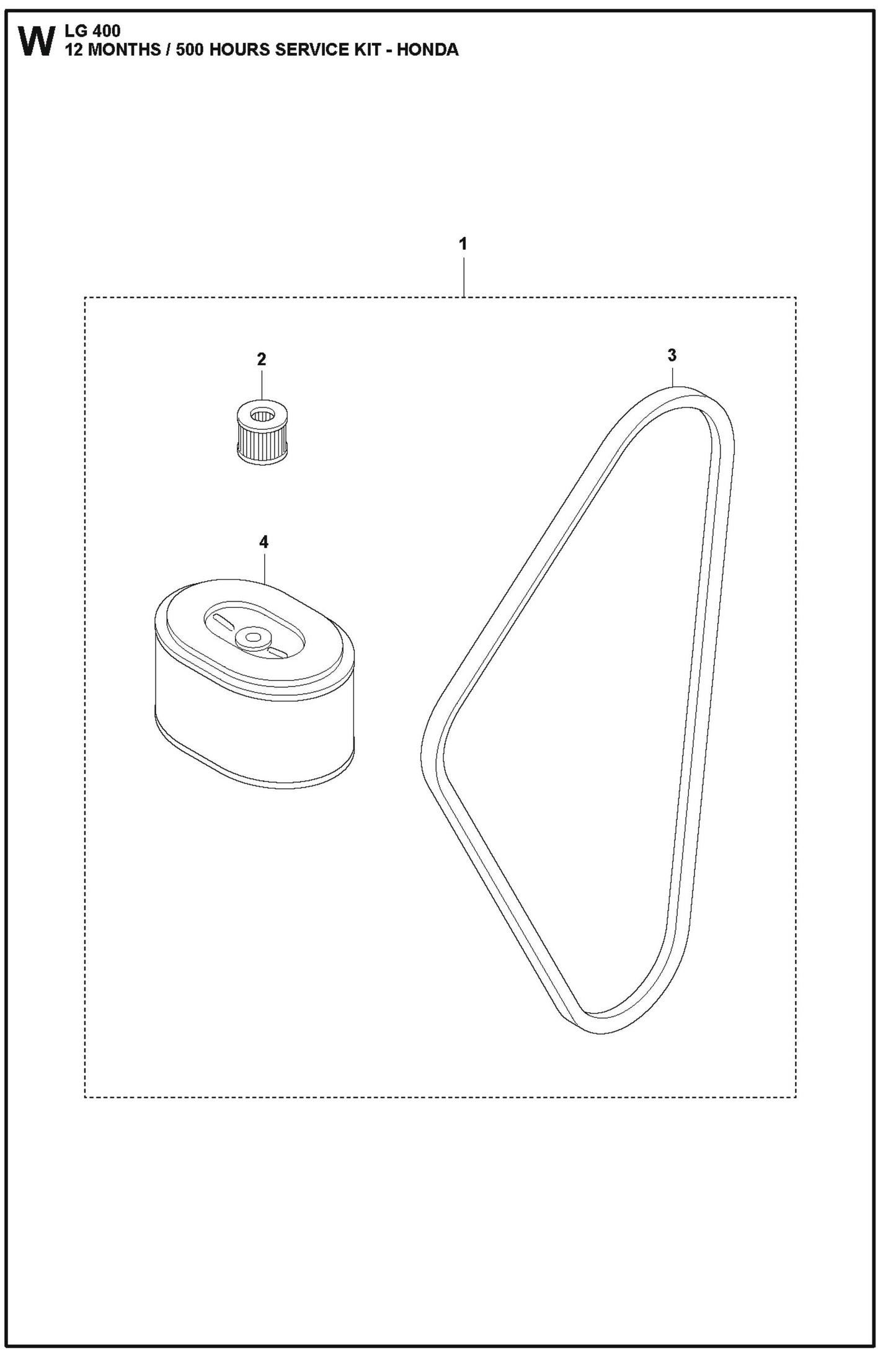 12 Months/ 500 Hours Service Kit Honda Parts For LG 400 Diesel By Husqvarna
