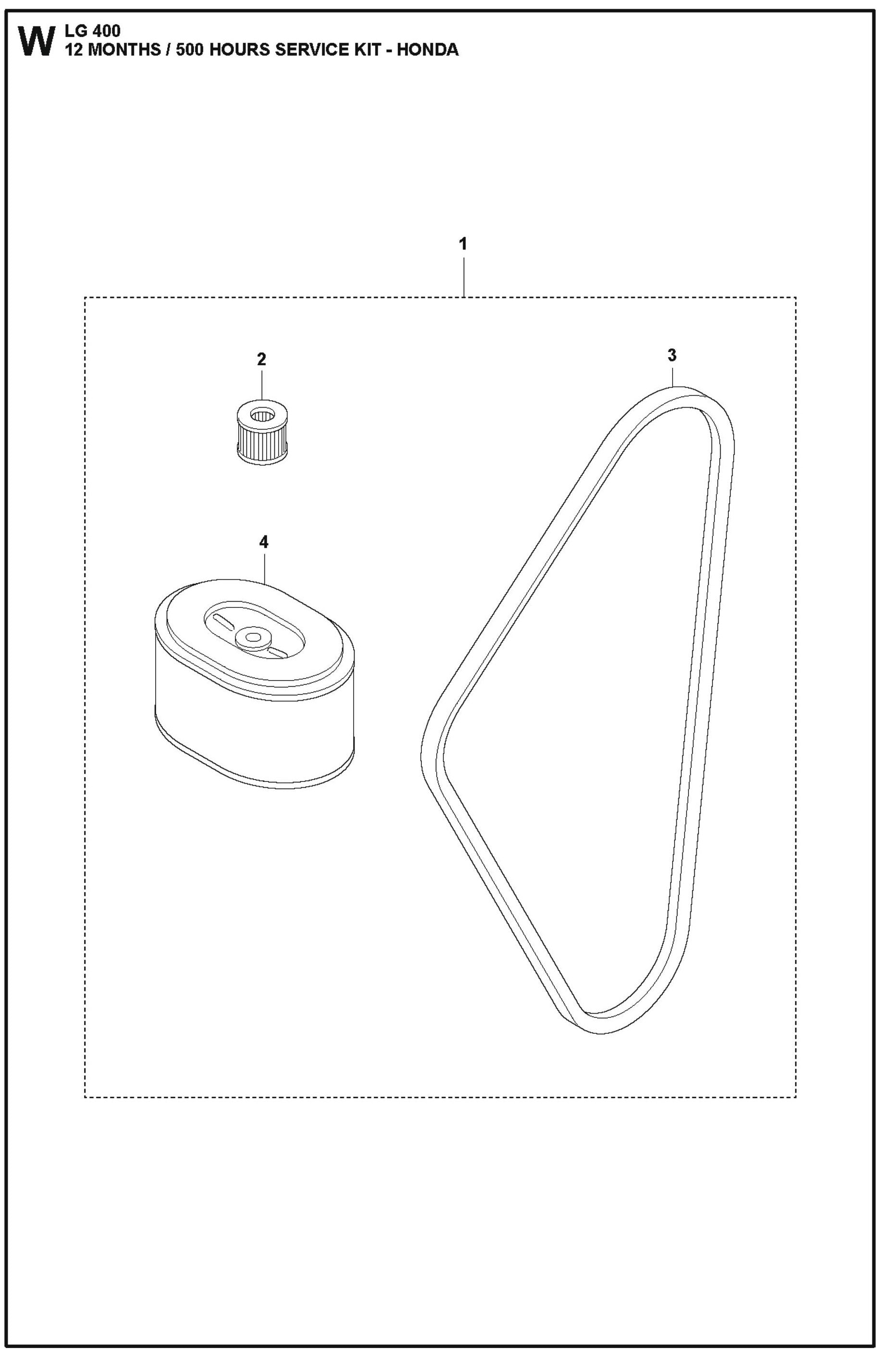 12 Months/ 500 Hours Service Kit Honda Parts For LG 400 Diesel By Husqvarna