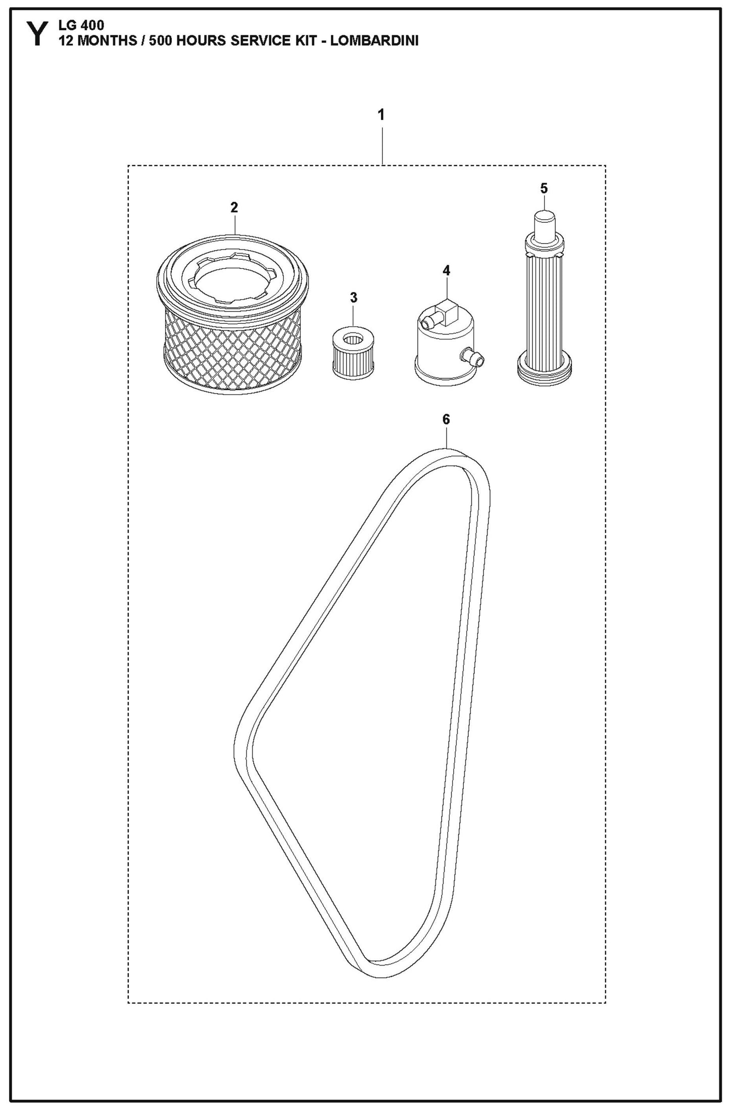 12 Months/ 500 Hours Service Kit Lombardini Parts For LG 400 Diesel By Husqvarna