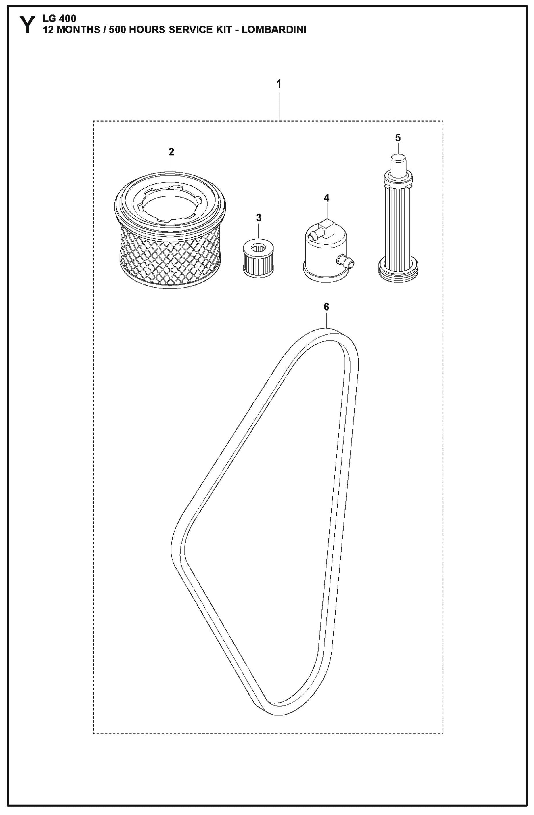 12 Months/ 500 Hours Service Kit Lombardini Parts For LG 400 Diesel By Husqvarna