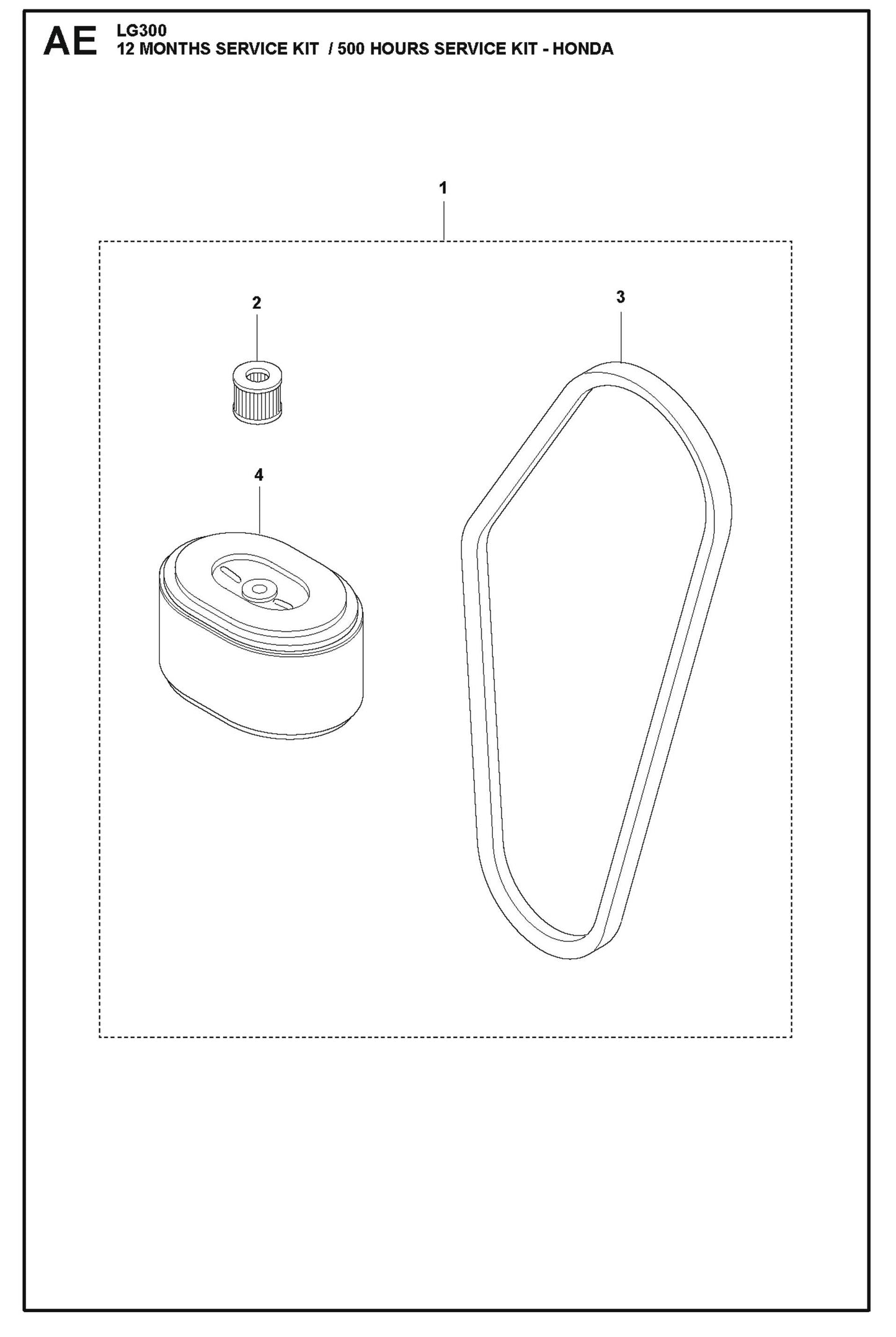 12 Months Service Kit/500 Hours Service Kit-Honda Parts For LG 300 Diesel By Husqvarna