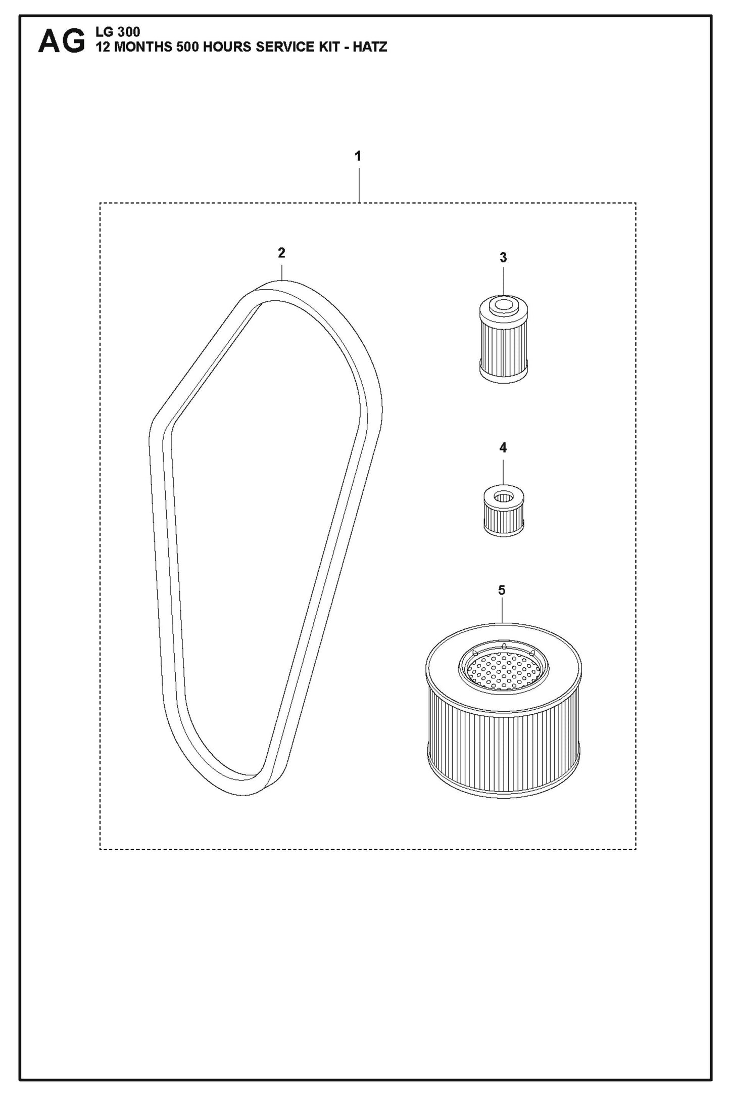 12 Months 500 Hours Service Kit-Hatz Parts For LG 300 Diesel By Husqvarna
