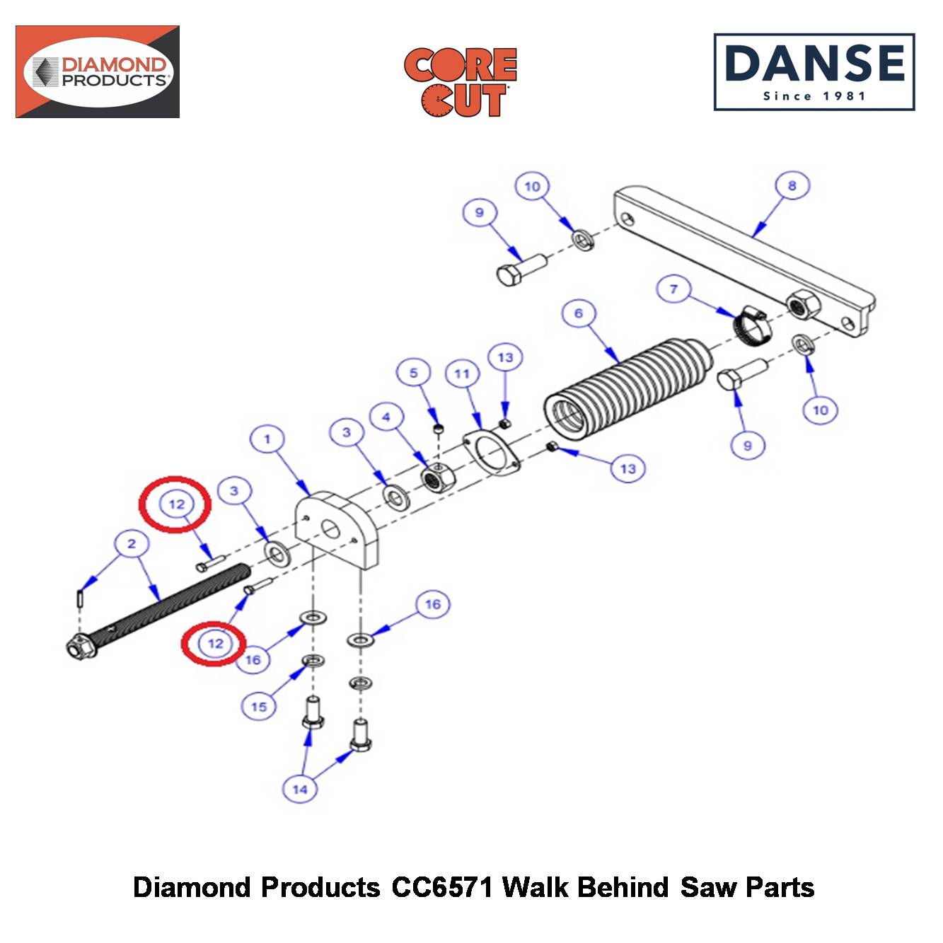 M6 X 30 Hex Head Capscrew 2900342 Fits Core Cut CC6571 Walk Behind Saw By Diamond Products